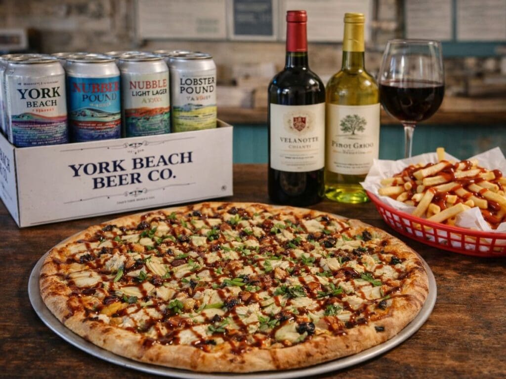 york beach bucket toast pizza beer and wine short sands